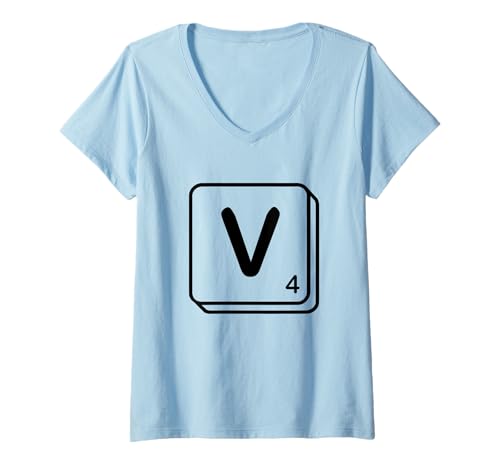 Damen Buchstabe V Wortspiel Kachel T-Shirt mit V-Ausschnitt Damen Buchstabe V Wortspiel Kachel T-Shirt mit V-Ausschnitt von J. Walker