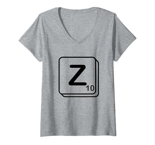 Damen Buchstabe Z Wortspiel Kachel T-Shirt mit V-Ausschnitt Damen Buchstabe Z Wortspiel Kachel T-Shirt mit V-Ausschnitt von Word Game Tiles Group Costume by J. Walker