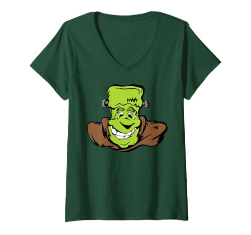 Damen Frankenstein Monster Halloween Kostüm T-Shirt mit V-Ausschnitt Damen Frankenstein Monster Halloween Kostüm T-Shirt mit V-Ausschnitt von J. Walker
