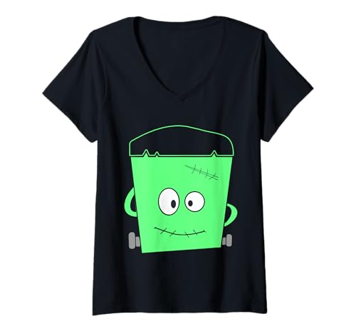Damen Frankenstein Monster Halloween Kostüm T-Shirt mit V-Ausschnitt von J. Walker