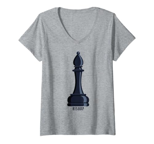 Damen Schwarzes Bischofsschach-Kostüm T-Shirt mit V-Ausschnitt Damen Schwarzes Bischofsschach-Kostüm T-Shirt mit V-Ausschnitt von J. Walker