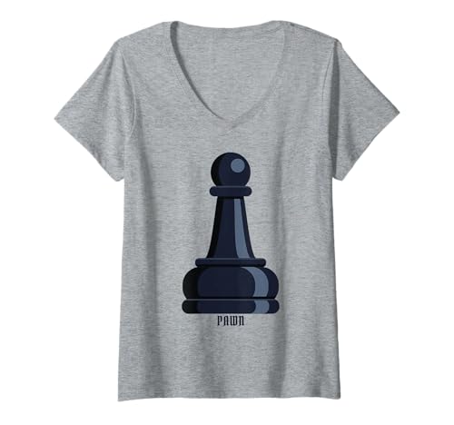 Damen Schwarzes Schachfigurenkostüm T-Shirt mit V-Ausschnitt Damen Schwarzes Schachfigurenkostüm T-Shirt mit V-Ausschnitt von J. Walker