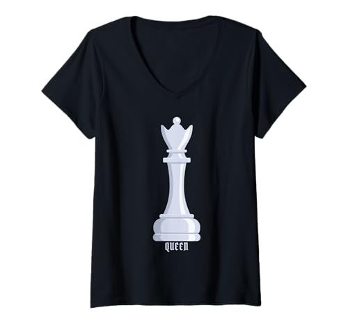 Damen Weiße Königin Schachfigur Kostüm T-Shirt mit V-Ausschnitt Damen Weiße Königin Schachfigur Kostüm T-Shirt mit V-Ausschnitt von J. Walker