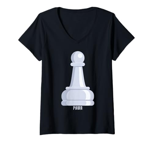 Damen Weißes Schachfigurenkostüm T-Shirt mit V-Ausschnitt Damen Weißes Schachfigurenkostüm T-Shirt mit V-Ausschnitt von J. Walker
