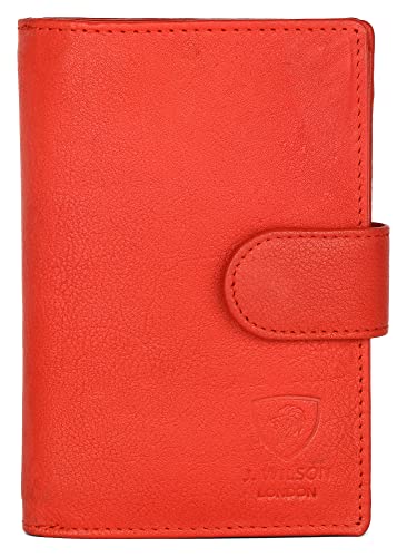 J. Wilson London Damen RFID Safe Designer Leder Geldbörse Karte Frauen Geldbörse Reißverschluss Tasche Boxed, Orange, M, Zeitgenössisch von J. Wilson London