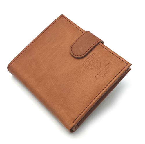 J. Wilson London Herren-Geldbörse aus echtem Leder, RFID-blockierend, mit Münzfach mit Reißverschluss, in Geschenkbox, Distressed Tan - 2, M, Zeitgenössisch von J. Wilson London