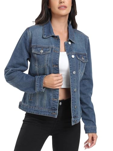 J.Corinne Jeansjacke Damen, Vintage-Jeansjacken mit Nähten, reguläre Passform im Trucker-Stil, Lange Ärmel mit Tasche, Vielseitige Jeansjacken für Damen Blau XS von J.Corrine