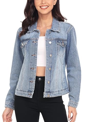 J.Corinne Jeansjacke Damen, Vintage-Jeansjacken mit Nähten, reguläre Passform im Trucker-Stil, Lange Ärmel mit Tasche, Vielseitige Jeansjacken für Damen Hell-Blau 2XL von J.Corrine