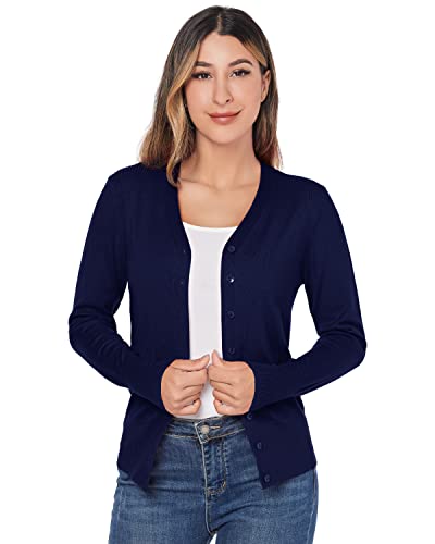 J.Corrine Strickmantel Damen Kurz Langarm Strickjacke mit Knöpfen V Ausschnitt Vorne Offen Strickcardigan für Winter Herbst von J.Corrine