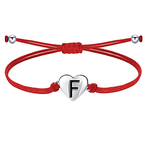 J.Endéar Buchstabe F Armband für Frauen Mädchen, Silber 925 Herzen Initialen Handgefertigter Kordelschmuck, Personalisiertes Geburtstagskommuniongeschenk, Rot J.Endéar Buchstabe F Armband für Frauen Mädchen, Silber 925 Herzen Initialen Handgefertigter Kordelschmuck, Personalisiertes Geburtstagskommuniongeschenk, Rot von J.Endéar