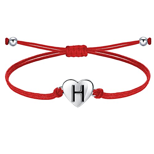 J.Endéar Buchstabe H Armband für Frauen Mädchen, Silber 925 Herzen Initialen Handgefertigter Kordelschmuck, Personalisiertes Geburtstagskommuniongeschenk, Rot J.Endéar Buchstabe H Armband für Frauen Mädchen, Silber 925 Herzen Initialen Handgefertigter Kordelschmuck, Personalisiertes Geburtstagskommuniongeschenk, Rot von J.Endéar
