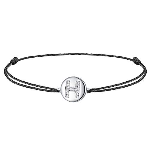 J.Endéar Frauen Mädchen Fußkettchen Buchstabe H Silber 925 Filigran Cord Sommer Strand Schmuck Geschenk 34cm Einstellbar Handgefertigt von J.Endéar