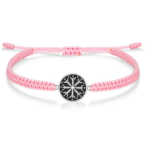 J.Endéar Viking Kompass Armband für Damen und Herren, Silber 925, Handgefertigtes Filigran Armband Rosa, Nordisch Vintage Schmuck für Jungen von J.Endéar