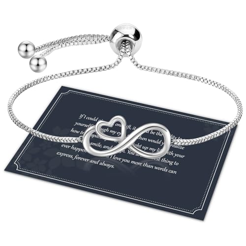 J.Fée Damen Armband Silber 925 Infinity Silber Armband Damen 925 Unendlichkeit Herz Verstellbar Silber Armband für Damen,Geschenk für Weihnachten,Geburtstag,Erntedankfest von J.Fée
