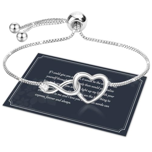 Armband Damen Unendlichkeit Armband Herz Armband Silber 925 Damen Zirkonia Armband Infinity Armband Herz Silber Verstellbares Armband Valentinstag Jahrestag Geschenk Für Sie Freundin Mit Geschenkbox von J.Fée
