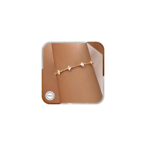 J.Fée Kleeblatt Armband Damen Gold, Vergoldetes Armband Silber 925 Damen, Kleeblatt Armbänder mit Cubic Zirkonia, Stilvoll Gold Schmuck Geschenke für Frauen, 1 Pcs von J.Fée