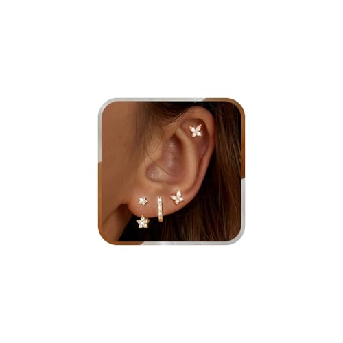 J.Fée Ohrringe Gold, Helix Piercings Ohr Ohrstecker Gold Ohrstecker, Damen Ohrringe Set Piercings Ohr Damenohrringe Geschenke für Frauen, 3 Paar J.Fée Ohrringe Gold, Helix Piercings Ohr Ohrstecker Gold Ohrstecker, Damen Ohrringe Set Piercings Ohr Damenohrringe Geschenke für Frauen, 3 Paar von J.Fée