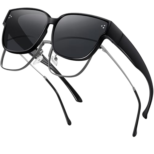 J.Fée Überzieh Sonnenbrille, Sonnenbrillen für Brillenträger, Polarisierte Sonnenbrille Herren und Damen, Sonnenbrillen Über Normale Brille UV400 Schutz, Glänzendes Schwarz, 1 Stück J.Fée Überzieh Sonnenbrille, Sonnenbrillen für Brillenträger, Polarisierte Sonnenbrille Herren und Damen, Sonnenbrillen Über Normale Brille UV400 Schutz, Glänzendes Schwarz, 1 Stück von J.Fée