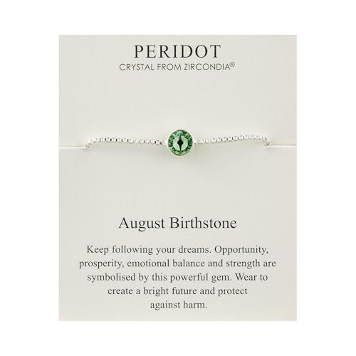 Philip Jones August (Peridot) Geburtsstein-Armband mit Zircondia®-Kristallen von Philip Jones