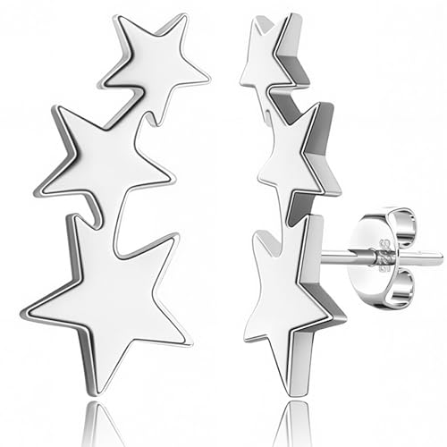 J.Fée Ohrringe Silber 925 Stecker, Sterling Silber Stern Ohrstecker Ohrringe Damen Hypoallergen Schmuck Damen Geschenke für Frauen, 1 Paar von J.Fée