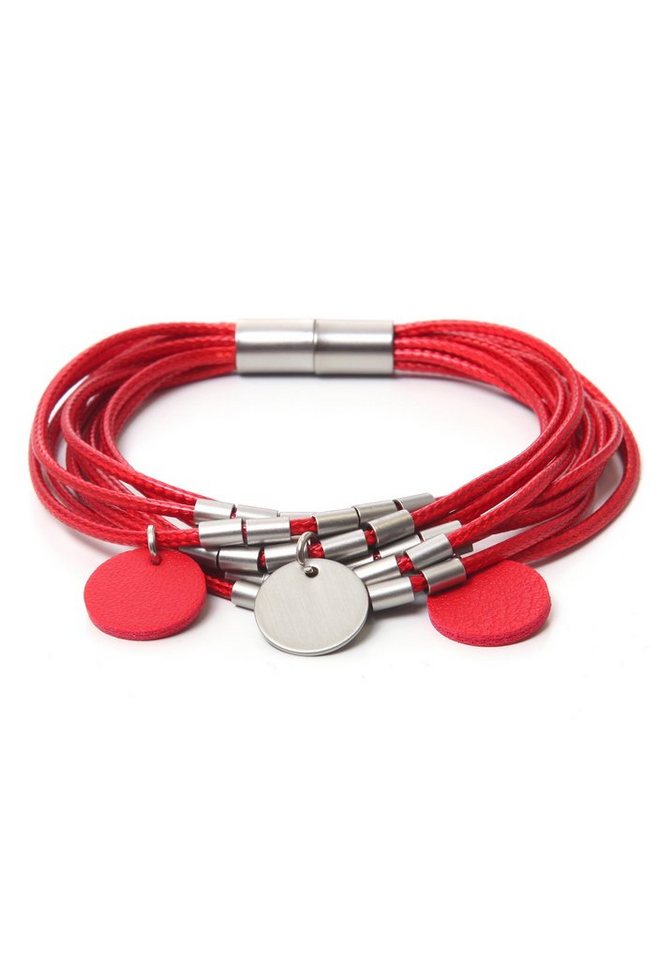 Firetti Armband rot, rund, bicolor, mehrreihig von Firetti