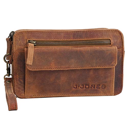 J.Jones Herrentasche - Exquisite echt Leder Herren Handgelenktasche Handtasche Handgepäck - Tasche Doppelkammer (Braun) - präsentiert von ZMOKA® von J.Jones - präsentiert von ZMOKA