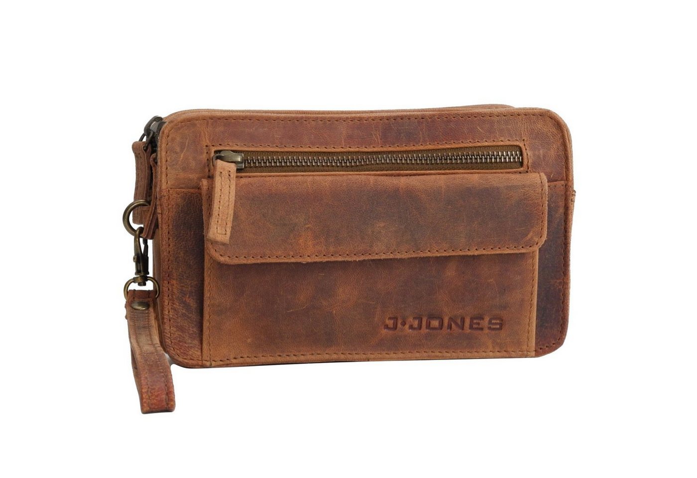 J.Jones Handgelenktasche J.JONES - Leder Herren Handgelenktasche Herrentasche - Braun Doppelkam von J.Jones