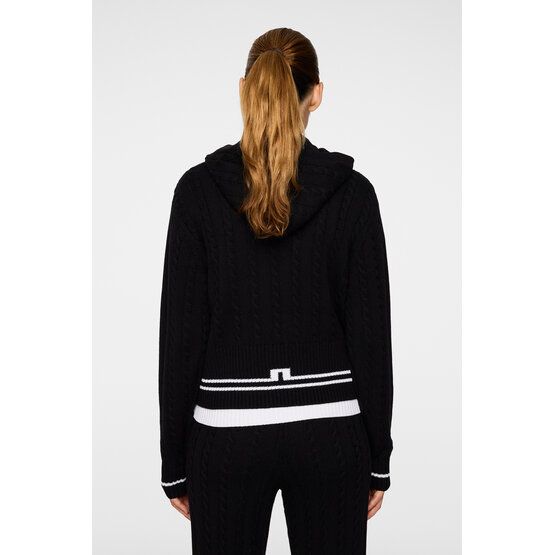 J.Lindeberg Camilla Cable Knit Wool Hood Jacke Strick schwarz von J.LINDEBERG