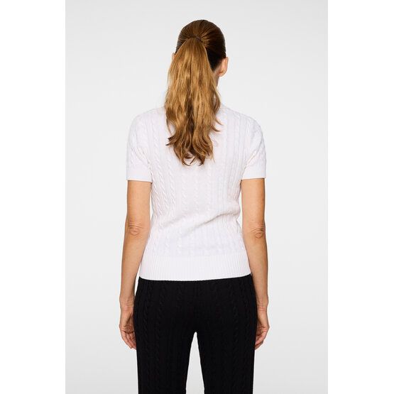 J.Lindeberg Kinsley Cable Knit Wool Shirt Halbarm Polo weiß von J.LINDEBERG