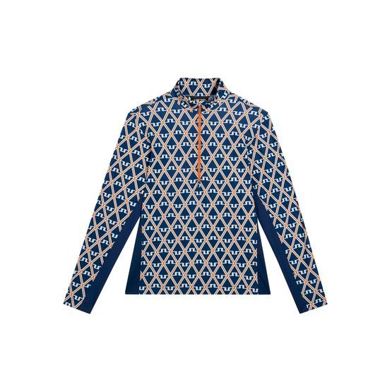 J.Lindeberg Luke Print Half Zip Stretch Midlayer blau von J.LINDEBERG