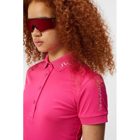 J.Lindeberg Tour Tech Halbarm Polo pink von J.LINDEBERG