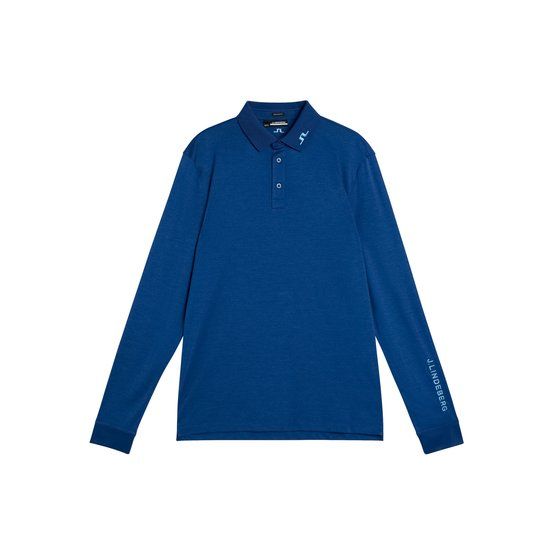 J.Lindeberg Tour Tech Langarm Polo blau von J.LINDEBERG