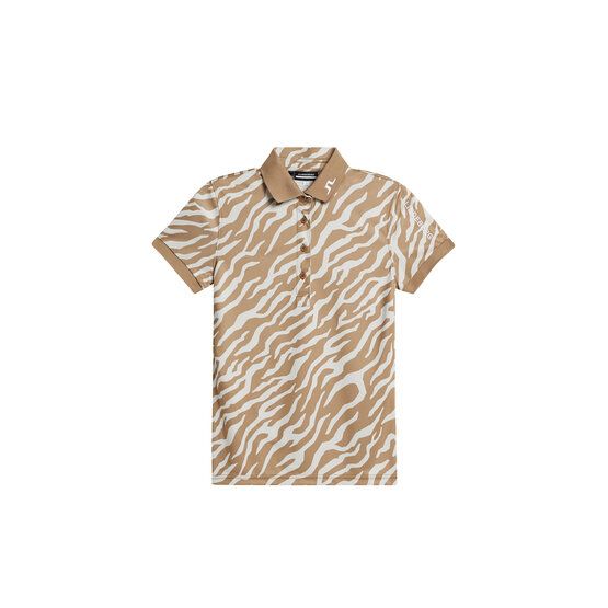 J.Lindeberg Tour Tech Print Halbarm Polo camel von J.LINDEBERG