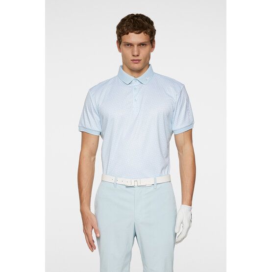 J.Lindeberg Tour Tech Print Halbarm Polo hellblau von J.LINDEBERG