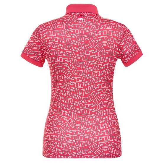 J.Lindeberg Tour Tech Print Halbarm Polo pink von J.LINDEBERG