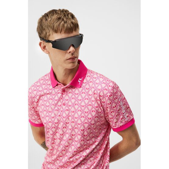 J.Lindeberg Tour Tech Reg Fit Print Halbarm Polo pink von J.LINDEBERG