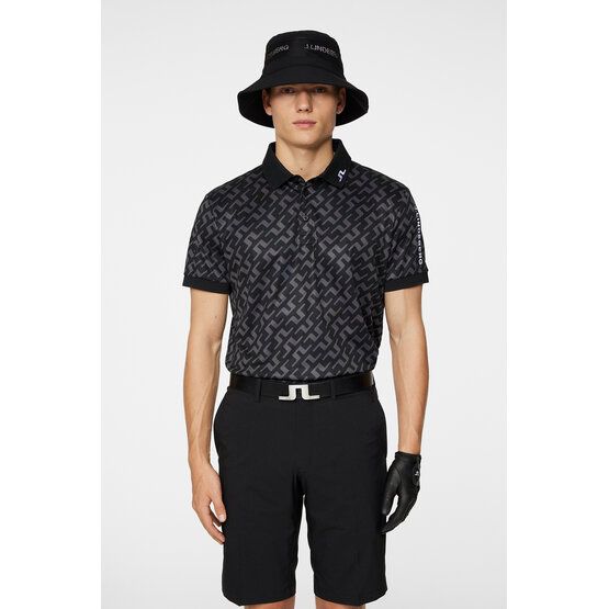 J.Lindeberg Tour Tech Reg Fit Print Halbarm Polo schwarz von J.LINDEBERG