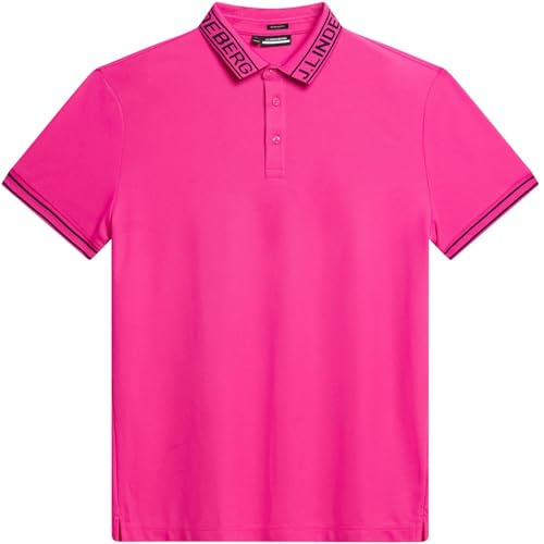 J.Lindeberg Herren Austin weiches Golf-Poloshirt - Fuchsia Lila - S von J. Lindeberg