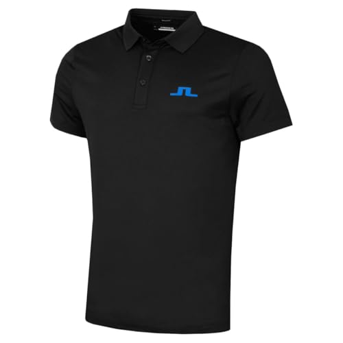 J.Lindeberg Herren Bridge Regular Fit Mesh Golf-Poloshirt - Schwarz - M von J.Lindeberg