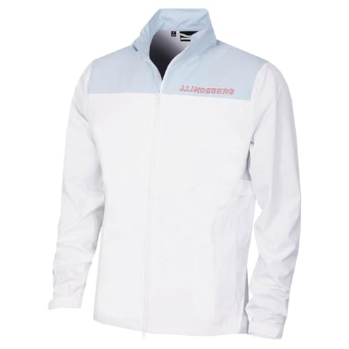 J.Lindeberg Herren Bridge gepolsterte Golf-Regenjacke - Weiß - M von J.Lindeberg