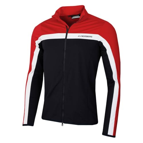 J.Lindeberg Herren Jarvis Mid Layer Golfpullover - Barbados-Kirsche - XXL von J.Lindeberg