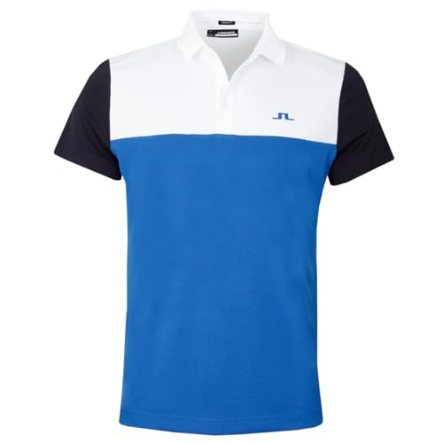 J.Lindeberg Herren Keenan Colourblock Golf-Poloshirt - Nautisches Blau - XXL von J.Lindeberg