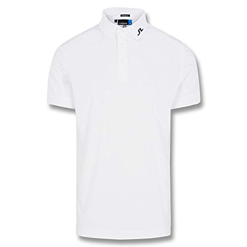 J.Lindeberg Herren Klassisches Tour Tech Jersey Poloshirt Hemd, Weiss/opulenter Garten, Mittel von J.Lindeberg