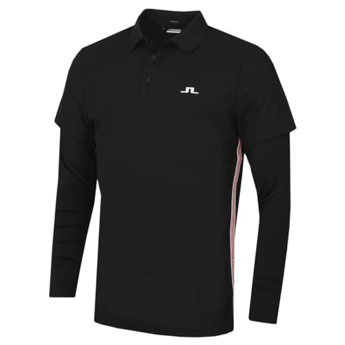 J.Lindeberg Herren Liam Golf-Poloshirt mit und Langen Ärmeln - Schwarz - L von J.Lindeberg