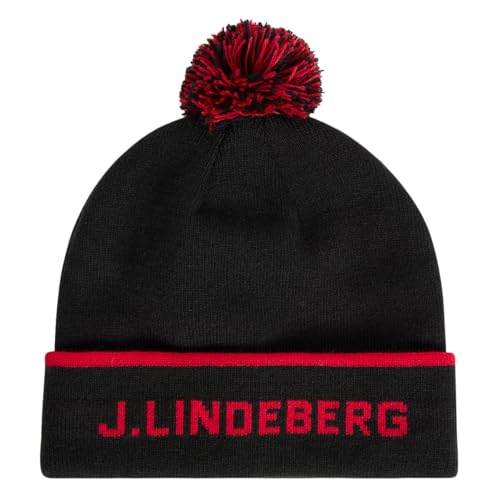 J.Lindeberg Herren-Mütze Streifen gestrickt Bommel Kontrast weich - Schwarz J.Lindeberg Herren-Mütze Streifen gestrickt Bommel Kontrast weich - Schwarz von J.Lindeberg