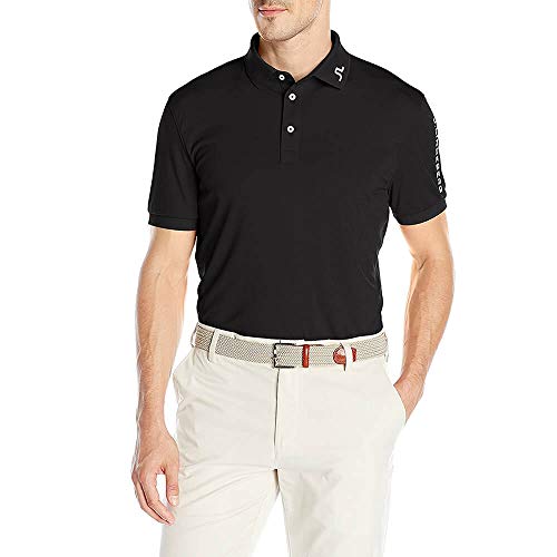 J.Lindeberg Herren Poloshirt Classic Tour Tech Jersey, schwarz, Mittel von J.Lindeberg