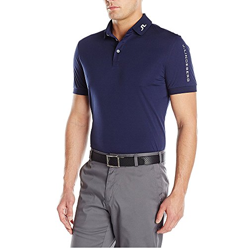 J.Lindeberg Herren Poloshirt Classic Tour Tech Jersey - Schwarz - Groß von J.Lindeberg