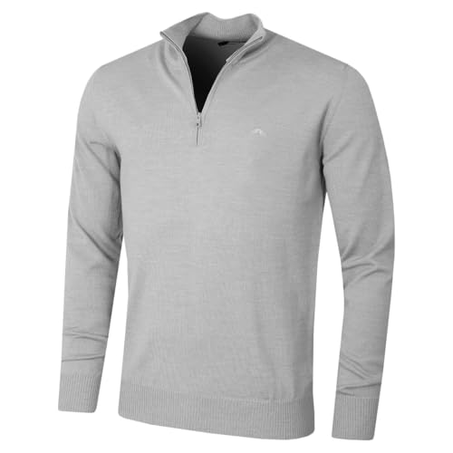 J.Lindeberg Herren-Pullover mit halbem Reißverschluss - Graue Melange - L von J. Lindeberg
