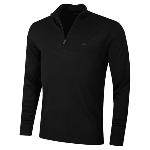 J.Lindeberg Herren-Pullover mit halbem Reißverschluss - Schwarz - XL von J. Lindeberg
