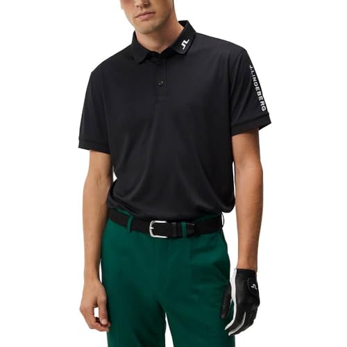 J.Lindeberg Herren schnell trocknendes Golf-Poloshirt - Schwarz - XL von J.Lindeberg